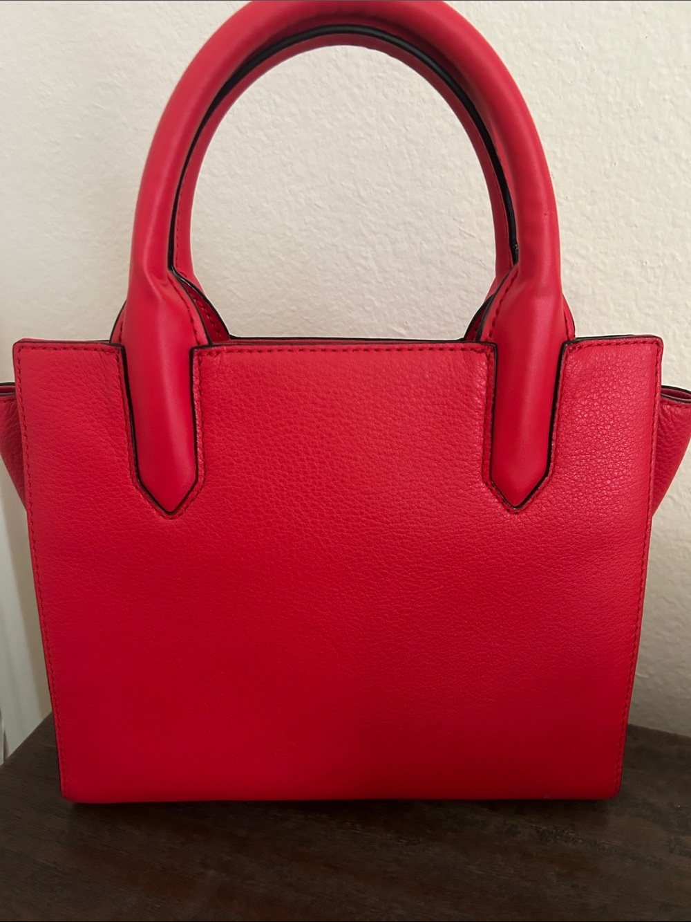 kate spade Red Leather Satchel with Woven Diamond Detail - Picture 2 of 6